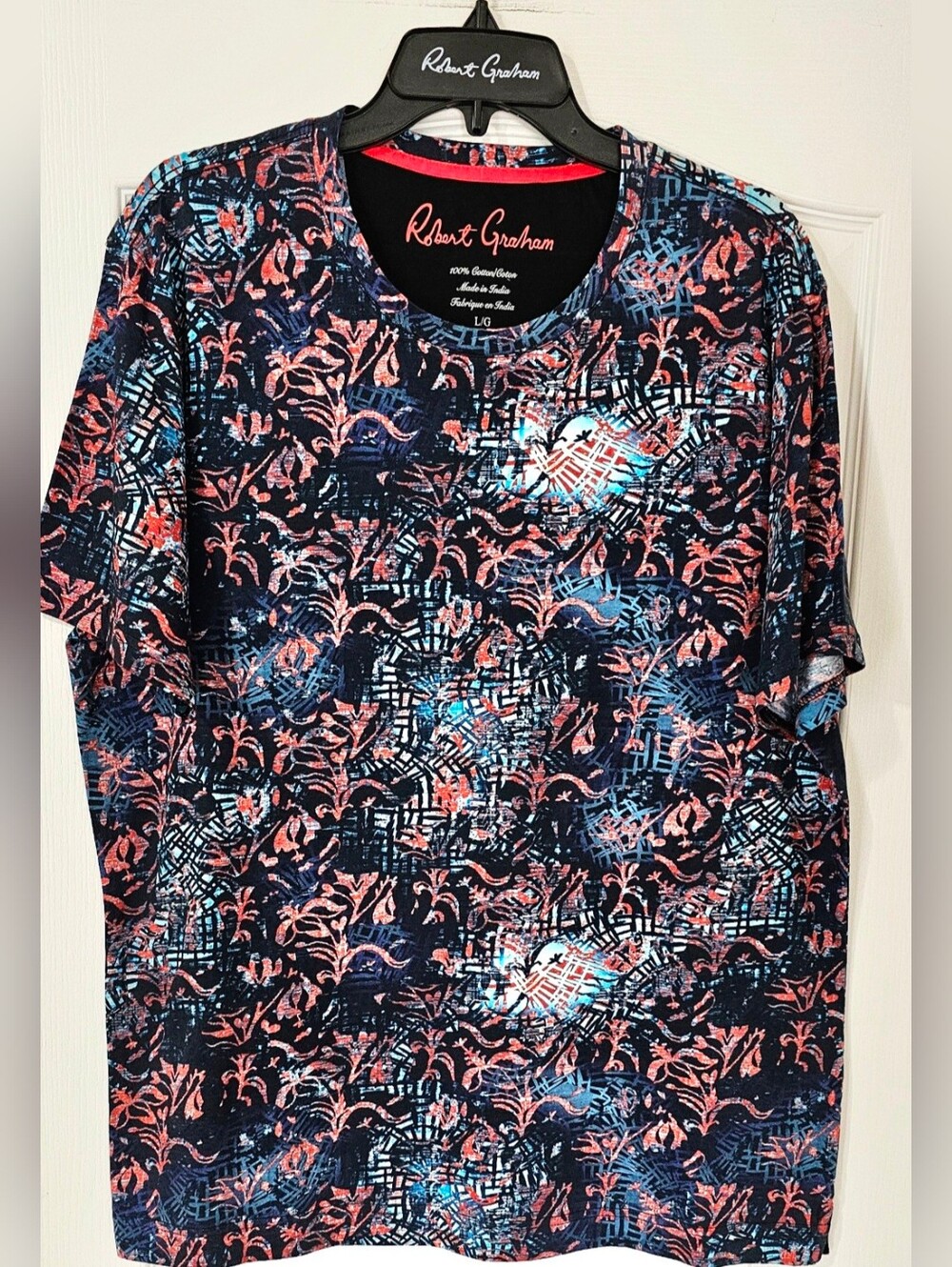 Robert Graham Navy Floral & Abstract Short Sleeve Crew Tee